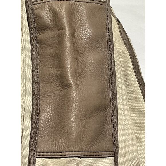 FOSSIL Long Live Vintage 54 Beige Canvas Messenger Bag Turn Lock Flap Lthr Trim - Picture 8 of 11